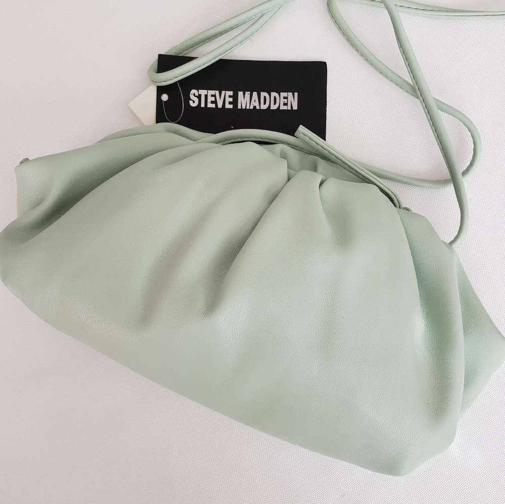 STEVE MADDEN Necture Soft Pouch Clutch Bag Mint Green - Picture 14 of 15